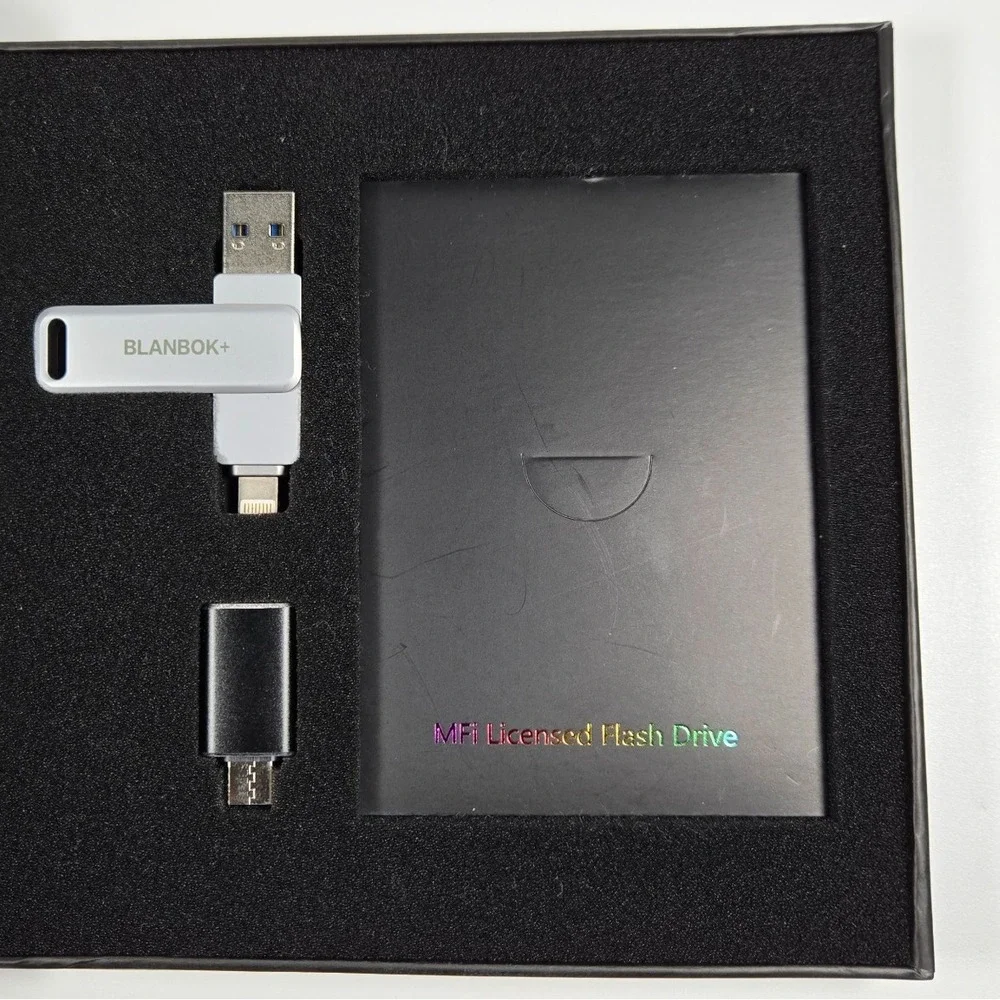 BLANBOK MFi Flash Drive 128GB USB Photo Memory Stick iPhone Android iPad MAC